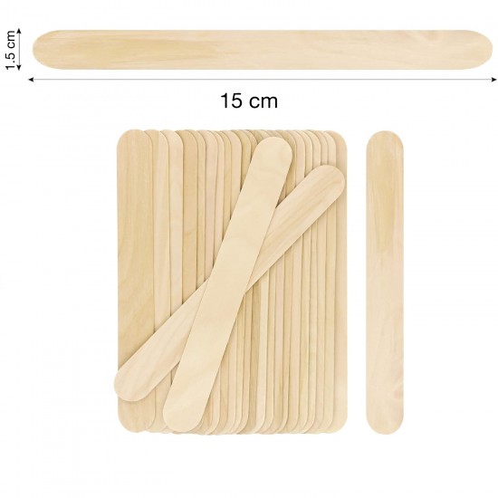 Natural wood sticks, 1.5*15 cm, ice cream, 100 pieces